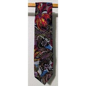 BRIONI Men’s Silk LUXURY Tie Gold Bar BRIGHT Multicolor Floral Artistic (343)